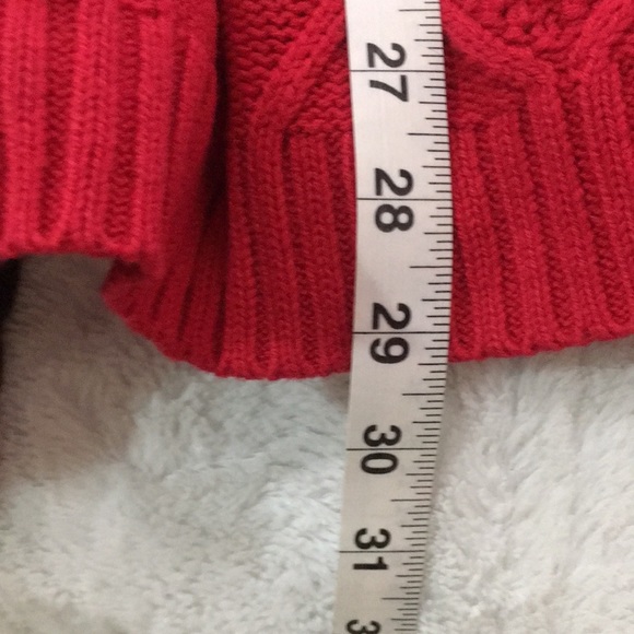 Red Cable Knit Poncho - Picture 5 of 7